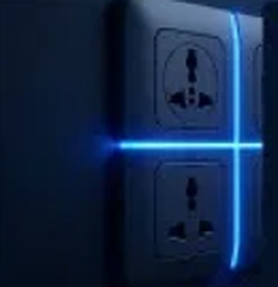 Tomada com iluminação azul
